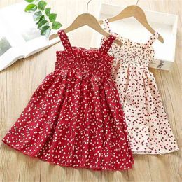 Summer party style clothes Girls Sexy Dress Red floral Plaid children kids Sleeveless cotton Short Dresses P510 210622