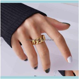 Cluster Rings Jewelrysimple Design Chain Ring Cool Stainless Steel Adjustable Men And Women Punk Street Style Neutral Ladies Jewellery Party D