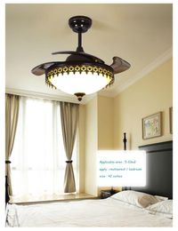 American Rural Nordic Pastoral Invisible Fan Lamp Remote Control Home Furnishing Creative Personality Restaurant Dining Room Cei Ceiling Fan