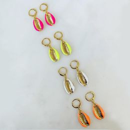 Dangle & Chandelier Fashion Gorgeous 2021 Summer Beach Arrived Women Sea Shell Charm Drop Earring Gold Filled Enamel Jewellery