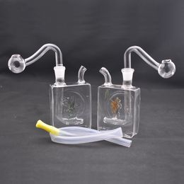 Protable mini Colourful China blessing 10mm female Glass oil rig water bong pipe for smoking with silicone hose