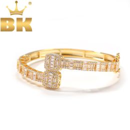 Link, Chain THE BLING KING Baguette Bracelet Square Cubic Zirconia Hiphop Bracelets Luxury Gold Wrist Rapper Fashion Jewelry Punk Men Bangle