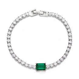 Personalized women tennis emerald diamond bracelet 18k gold plated 925 sier gemstone bracelets
