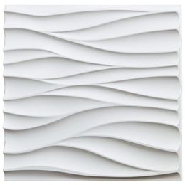 Art3d 50x50cm 3D Wall Panels PVC Matt White Wavy Soundproof for Living Room Bedroom Office (Pack of 12 Tiles)