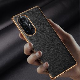 For Huawei Nova 8 Pro Cases High Quality Genuine Leather back Phone Cover for Huawei Nova8 Shell with Plated Edges