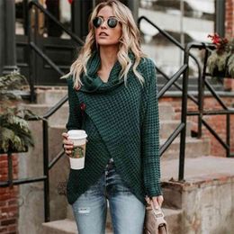 Gentillove Women Autumn Winter Turtleneck Knitted Sweater Casual Long Sleeve Pullover Vintage Button Jumper Tops Oversized 210918