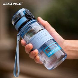 UZSPACE Sports Water Bottle Kids Tour Plastic kettle Portable LeakProof Children My Favourite Drink 350ml Tritan BPA Free 211122
