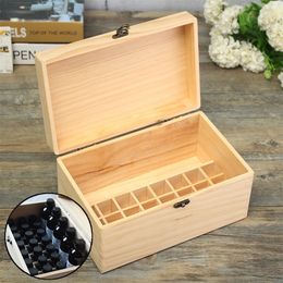 32 Slots Portable Storage Box Organizer Wooden Essential Oil Box for 15ml Bottles Storage Case Organizer With Handle Wooden Box 210315