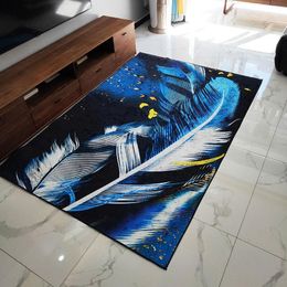 Carpets Blue Feather High Quality Large Area Rugs Style Printed For Living Room Bedroom Anti-Slip Floor Mat Kitchen Tapete