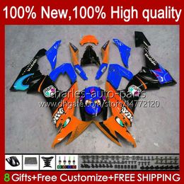 Motorcycle Body For KAWASAKI NINJA ZX 10R ZX10 10 R 1000 CC ZX10R Orange Shark 08 09 10 Bodywork 56No.198 ZX1000 C 1000CC ZX-10R 2008 2009 2010 ZX1000C 2008-2010 Fairing