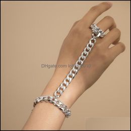 Link Bracelets Jewelrylink Chain Fashion Metal Finger Bracelet Female Hip Hop Geometric Mti Layer Jewelry Drop Delivery 2021 Szedp