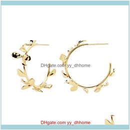 & Earrings Jewelrygeometric Gorgeou Gold Plated Fashion Women Jewellery Spring Wreath Flowers Linked Band Hie Hoop Earring For Girl Drop Deliv