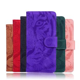 Cool Imprint Tiger Leather Wallet Cases For Samsung Galaxy A53 A33 A73 F22 4G A13 5G M32 S22 Ultra Animal ID Card Slot Holder Hand Feel Flip Cover Magnetic Folio Pouch