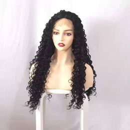 Kinky Curly HD Synthetic Lace Front Wig Simulation Human Hair Lace-Frontal Wigs For Women 24 26 inches Q001