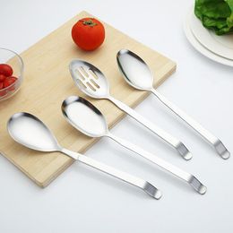 Spoons 28cm Stainless Steel Vegetable Spoon Serving Colander Curved Tail Handle Kitchenware Hollow Out Scoop 4pcs/Set