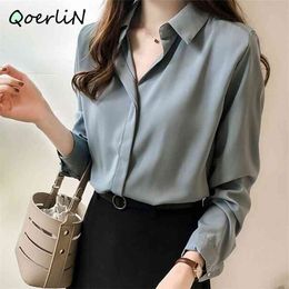Autumn Women Fashion Blouses Solid Plus Size Female Clothes Loose Shirt Long Sleeve Blouse Simple OL Feminine Blusa Mujer 210719