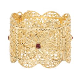 Golden Wedding Rhinestone Bangle Cuff Bracelet Lady Armband Bohemian Ethnic Holiday Gift Jewelry Q0719