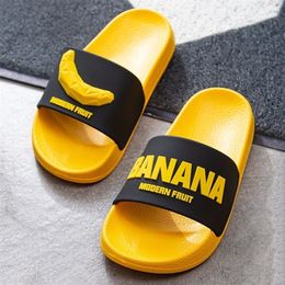 3D Fruit Pattern Home Women Slippers Cartoon Banana Summer Indoor Flats Orange Bathroom Slides Non Slip Male Couple Shoes 210310