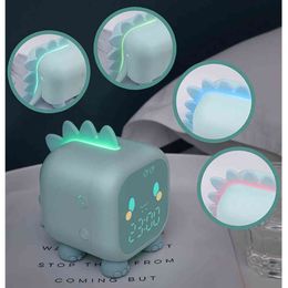 Dinosaur Alarm Clock Kid Bedroom With Temperature System LED Cartoon Control Digital Voice Time Heavy Desktop Decoration Display 211111