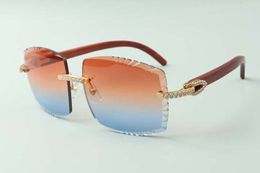 designers medium diamonds sunglasses 3524022, cutting lens natural original wooden temples glasses, size: 58-18-135mm