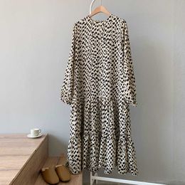 HXJJP Spring Korean Long-sleeved Chiffon Long Dress 210607