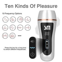 Nxy Sex Men Masturbators Male Masturbator Cup with 10 Frequency Vibration 3d Realistic Texture Vibrator Adult Vagina Oral Blowjob Machine Toy for 1222