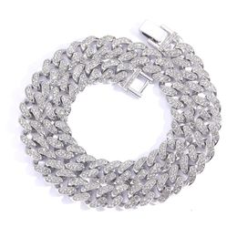 13MM Cuban Link Chain Gold Silver Plated Iced Out Full Rhinstone Bling Chains for Men Women