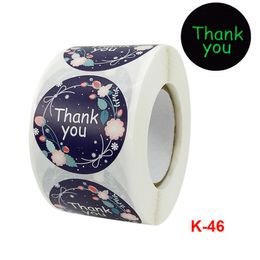 Night Visable Flower Thank You Gift Seal Packing Labels Stickers 1.5inch Holiday Gifts Colorful Handmade Package Label
