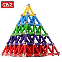 QWZ 75/150/200/280pcs DIY Magnetic Building Blocks Magnetic Sticks Set Kids Educational Toys For Children Magnetic Toy Bricks Q0723