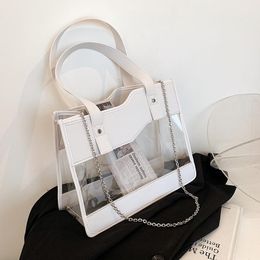 Evening Bags Women's Design White Transparent Shoulder Clear Large-capacity Handbag PVC Pu Leather Crossbody Bag Lady Personality Tote