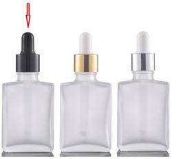 30ml Clear/Frosted Glass Dropper Bottles Liquid Reagent Pipette Square Essential Oil Perfume Bottles Smoke oil e liquid Bottles Bamboo