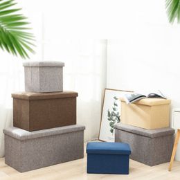 Foldable Storage Stool Large Capacity Toy Organizer Cotton Cloth Box Multifunctional Sofa Storage Stools High Load Bearing 210315