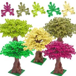 Tree Green Bush DIY Building Blocks Flower Grass Plants Garden Compatible City DIY MOC Building Blocks Accessories Parts Q0823