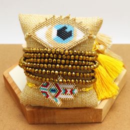 ZHONGVI Pulseras Delica MIYUKI Jewellery Bracelet 2021 Women Turkish Evil Eye Bileklik Gold Crystal Tassel