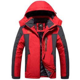 Winter Outdoors Jackets Plus Size 5XL 6XL 7XL 8XL 9XL Thicken Fleece Warm Coats Men Outwear Waterproof Windproof Hooded Jacket 211103