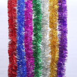 10pcs/lot 2yards Hang Christmas Tree Gold Tinsel Garland Decorative Party Supplies Wired Tinsedl Garlands Ribbons Ornament Decoration Wedding Birthday 180*8cm