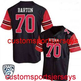 Stitched 2020 Men's Women Youth #70 Jackson Barton Utah Utes Black NCAA Football Jersey Custom any name number XS-5XL 6XL