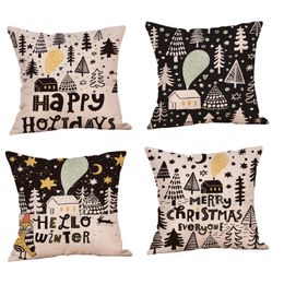 Cushion/Decorative Pillow 45x45cm Christmas Cushion Cover European Linen Home Decor Case For Chair Sofa Car