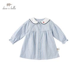 DBM16936 dave bella spring baby girl's cute striped dress children fashion party dress kids infant lolita clothes Q0716