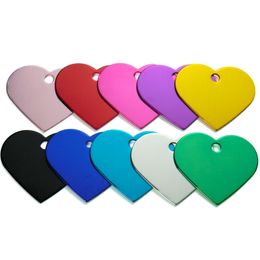 Wholesale 100Pcs Heart Pet dog ID Tag collar Personalised Engraving Pet Id Tags Aluminium Dog Identification Name Address Tags Y200922