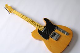 Factory custom Yellow body Electric Guitar with Maple neck, Chrome hardware,Provide Customised services