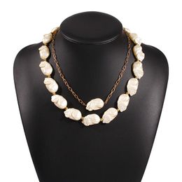 2021 New Bohemian Multi Layer Necklace Set Vintage Gold Irregular Pearl Choker Necklaces For Women Party Gifts QD
