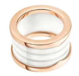 50%off fashion titanium steel love ring silver rose gold ring for lovers white black Ceramic couple ring jers