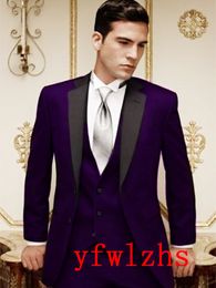 Custom-made Two Buttons Groomsmen Notch Lapel Groom Tuxedos Men Suits Wedding/Prom/Dinner Man Blazer(Jacket+Pants+Tie+Vest) W860