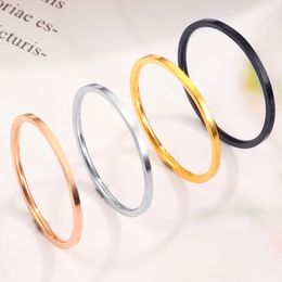 Round Rings For Women Thin Stainless Steel Wedding Ring Simplicity Fashion Jewelry Wholesale 1mm