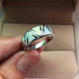 Geometric Bride Engagement Ring Vintage Male Female White Opal Stone Ring Fashion Silver Color Wedding Party Rings For Women Men X0715