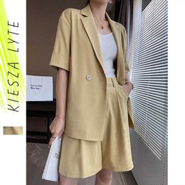 Summer Short Sleeve Suit And Two Piece Pants for Women Elegant Fashion Street Outfits Female 210608