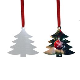 Sublimation Blank Christmas Ornament Double-Sided Xmas Tree Pendant Multi Shape Aluminum Plate Metal Hanging Tag Holidays Decorat JJE10176