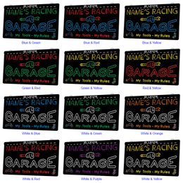 LX1216 Your Names Garage My Tools Rules Light Sign Dual Color 3D Engraving