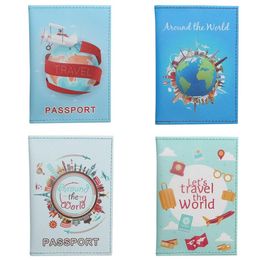 DHL50pcs Women PU Let's Travel The World Letter Travel Passport Bags Mix Color